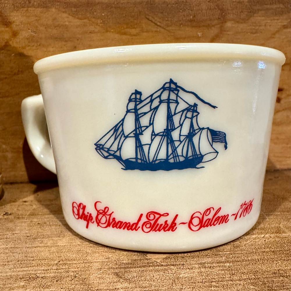Vintage Old Spice Shaving Mug Ship Grand Turk-Salem 1786 with Animal Hair Brush - Picture 2 of 10